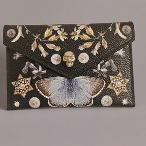 RARE Alexander McQueen Butterfly Skull Envelope Card Case - AW18 Archive